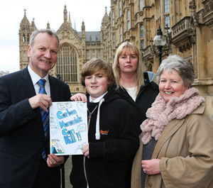 Winner Scotland 2015 Finlay Kettles with family  and teacher Margaret Cameron and Pete Wishart MP