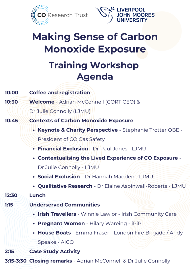 Making Sense of Carbon Monoxide Exposure Training Agenda